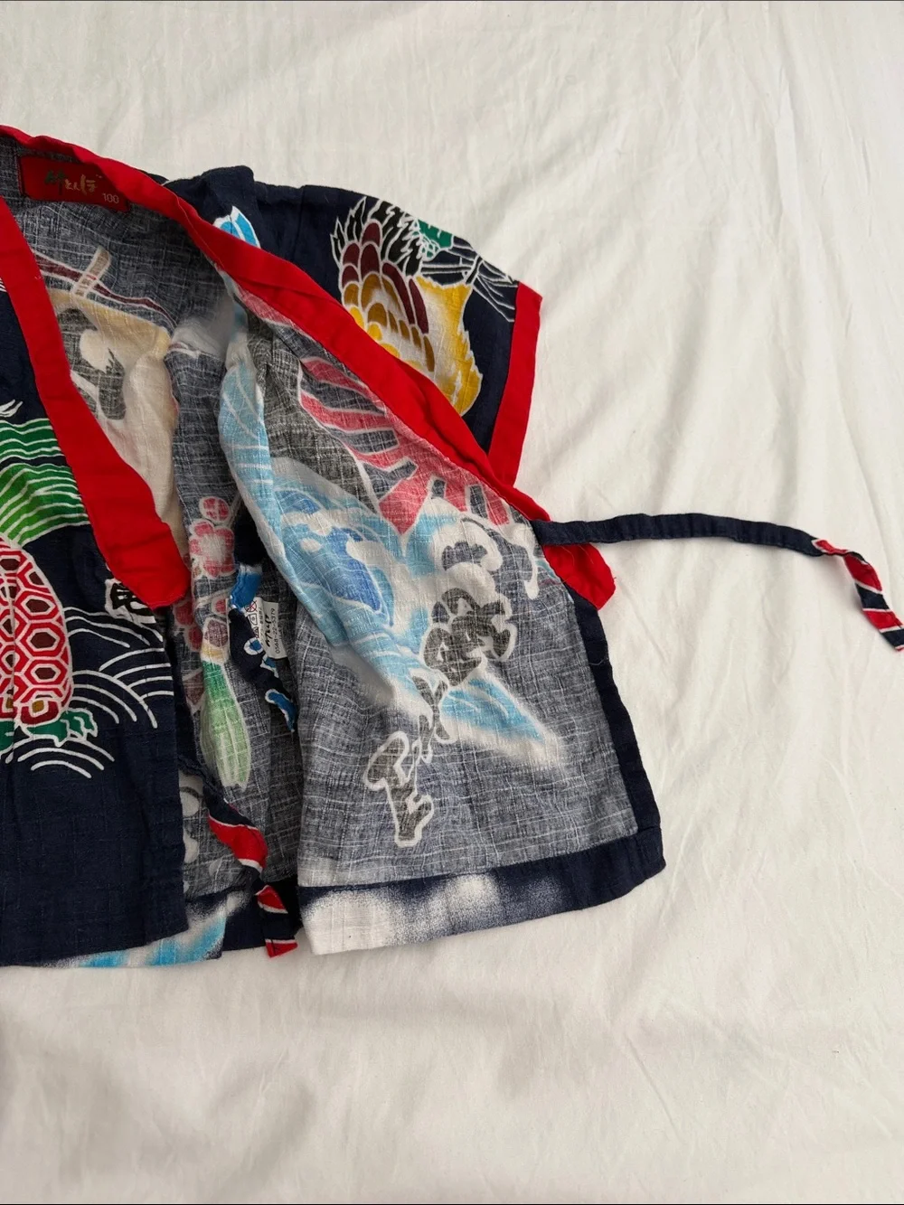 Kids Navy Blue Japanese Festival Jinbei Set with Red Trim